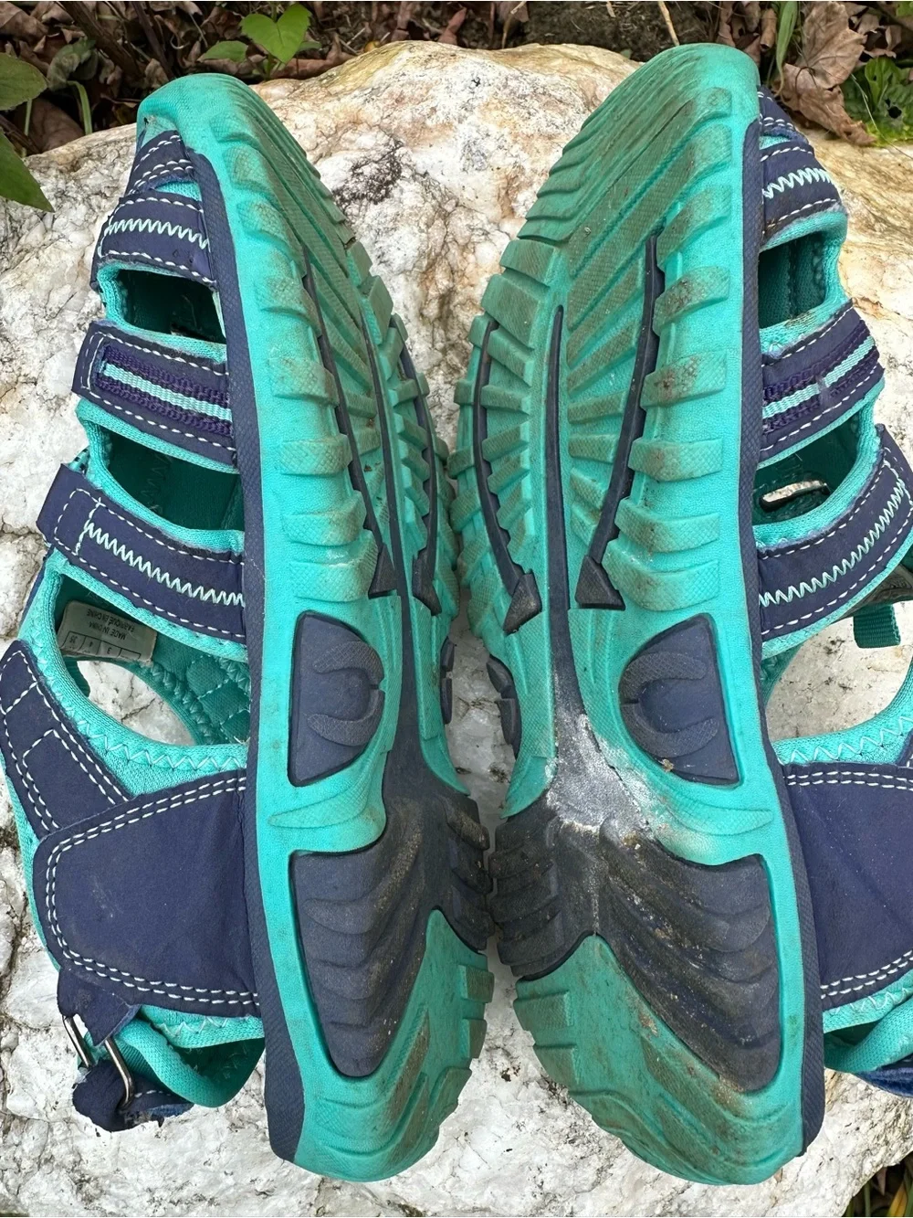 Kids Navy and Teal Water Shoes with Protective Toe